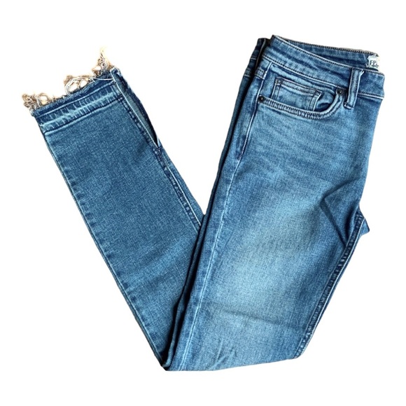 Free People medium blue wash slit raw hem jeans size 25 - Picture 2 of 10